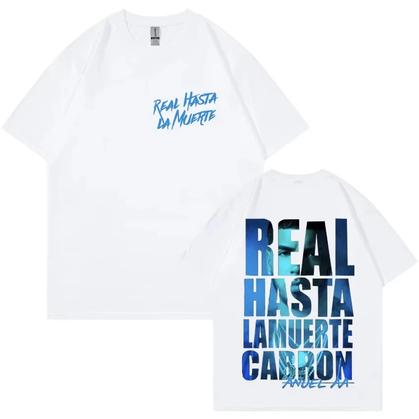 

Anuel AA Tour модные удобные футболки с двусторонним принтом High Street Graphic мужские повседневные эстетические футболки с трендовым принтом Y2K