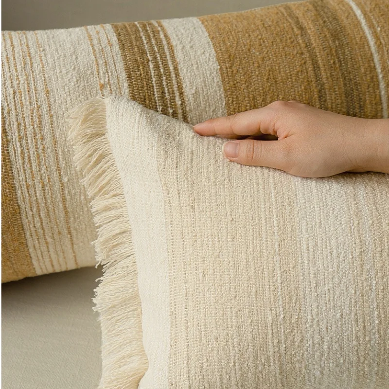 Retro Ivory Stripe Pillows Long 30x90CM Cushion Case Modern Luxury Simple Decorative Pillow Cover For Sofa Chair Home Decoration
