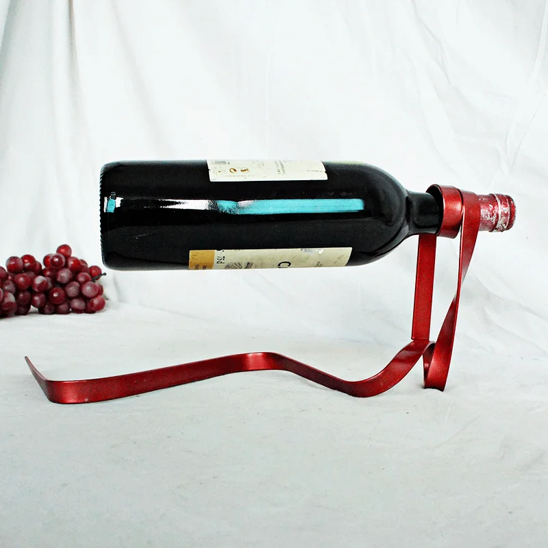 Ribbon wine rack, suspended red wine bottle, gravity balance bracket, novelty birthday gift ornaments