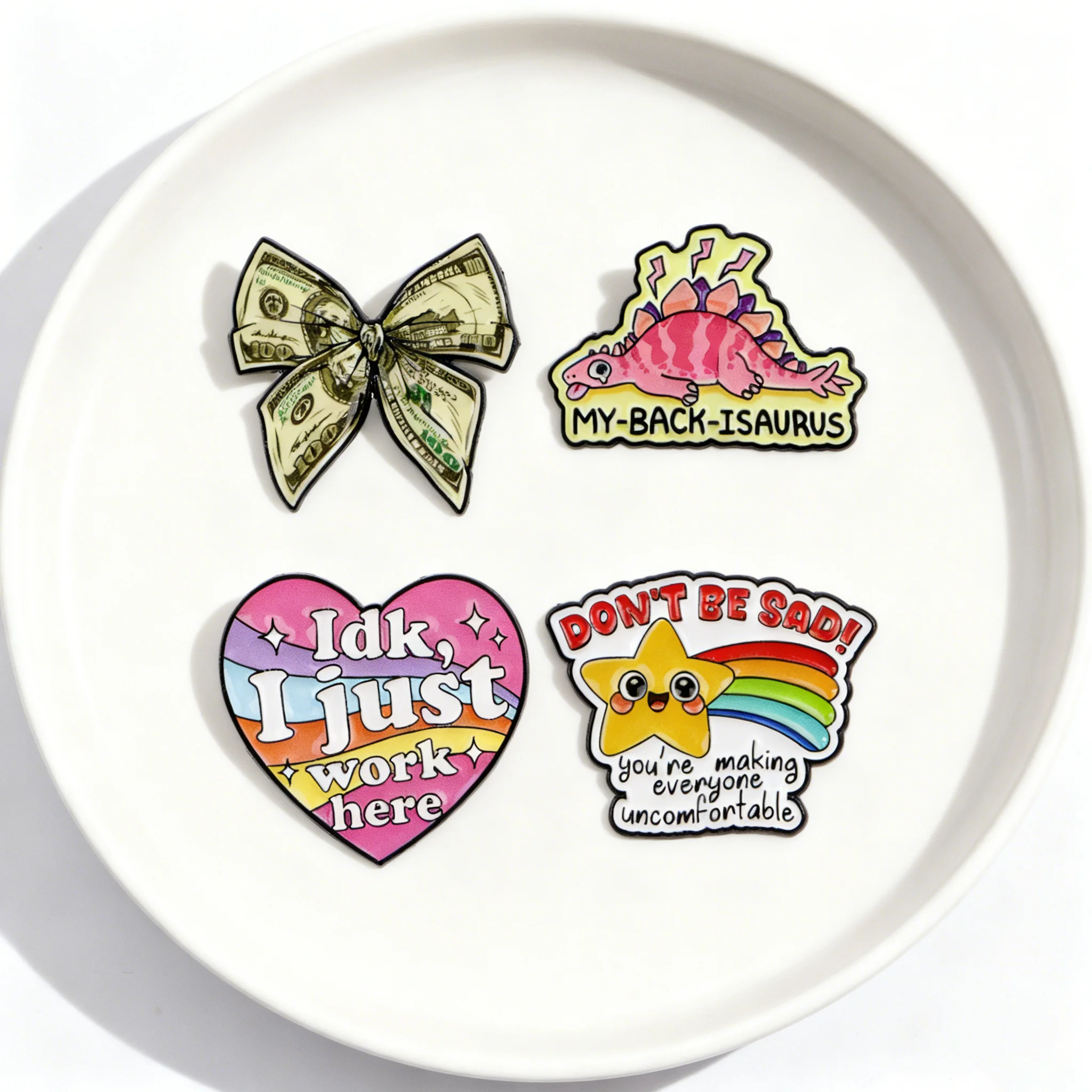 Cute Star Quotes Enamel Pin Cartoon Dinosaur Badges on Backpack Women's Brooches Hat Lapel Pins Cosplay Accessories  Gifts