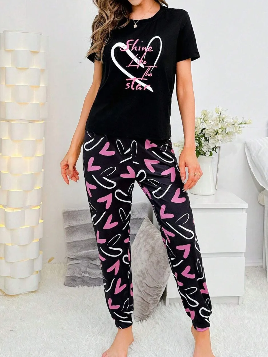 Cross border foreign trade summer fat MM thin short sleeved pants pajamas home wear women can go out