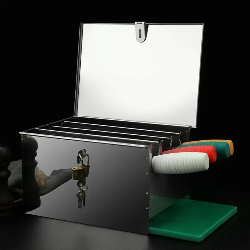 

Stainless Steel Knife Holder with Lock And Cover Commercial Kitchen Knife Box Storage Cabinet for Kitchen Utensils Organization