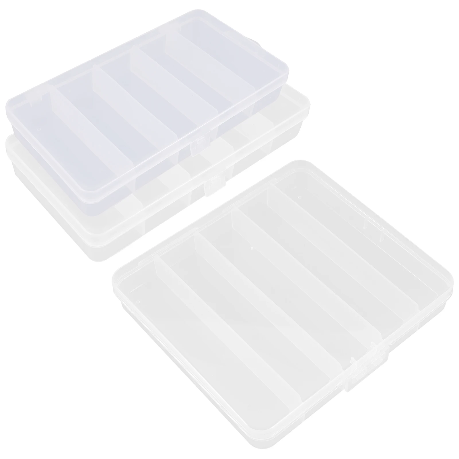 

3 Pcs Fishing Portable Fishing Lure Hook Storage Box Transparent Separated Organizer Baits Container (Small, Me