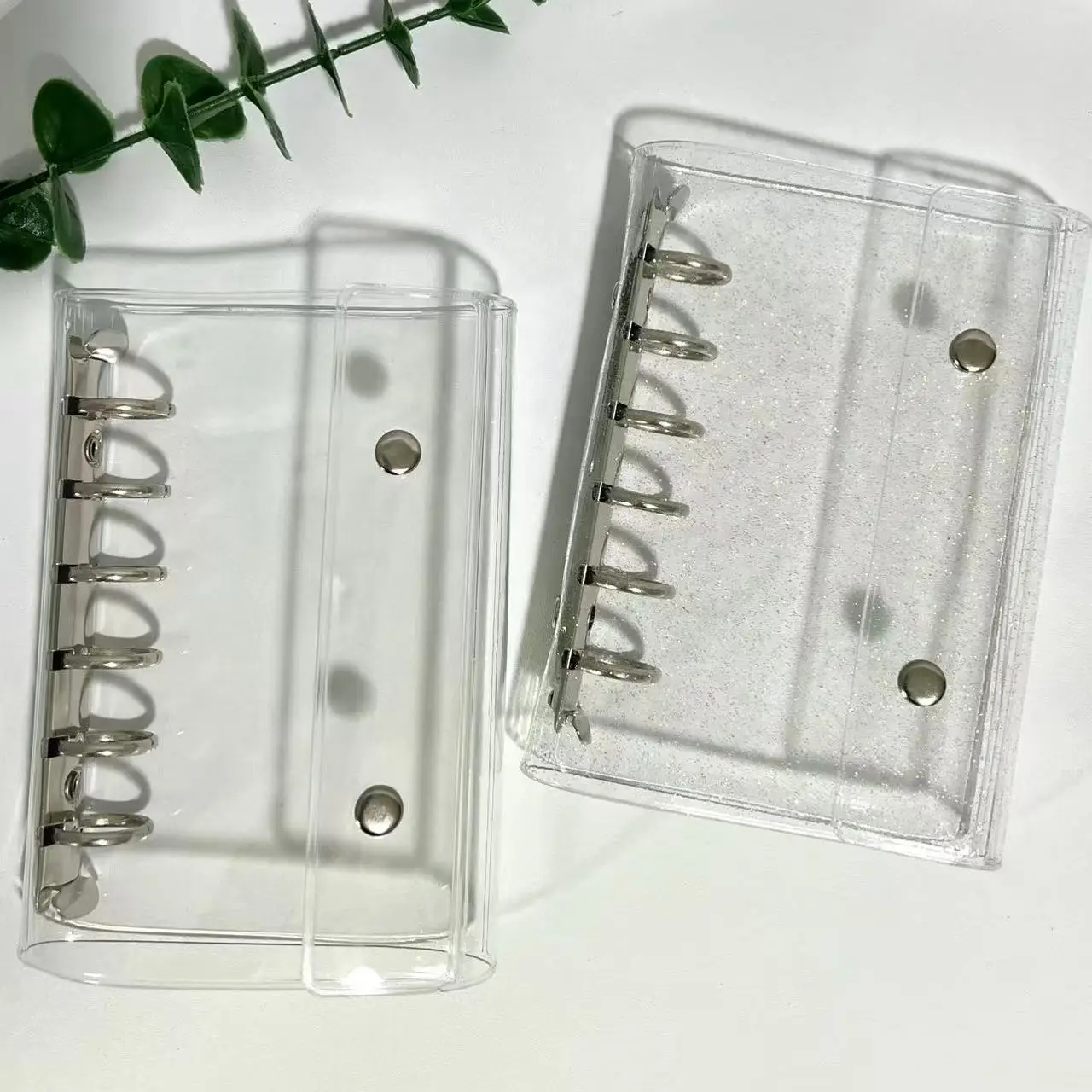 A7 بريق شفاف زر مزدوج فضفاض ورقة الموثق غطاء للكمبيوتر الدفتري دفتر مجلة مخطط مكتب لوازم مكتبية #1