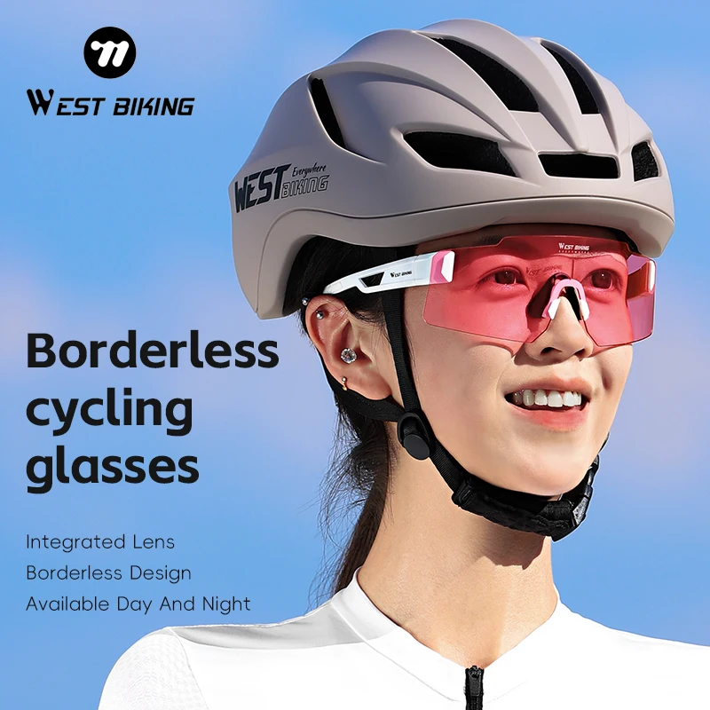 

Фотохромные велосипедные очки WEST BIKING, легкие, без оправы, HD, с защитой от ультрафиолета UV400, унисекс, спортивные солнцезащитные очки для бега и вождения