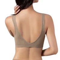 Push-Up Bras For Women Seamless Ribbed Deep V Bralette Unlined Sexy Lingerie Wireless Crop Top S-XL Plunge Sports Underwear 5