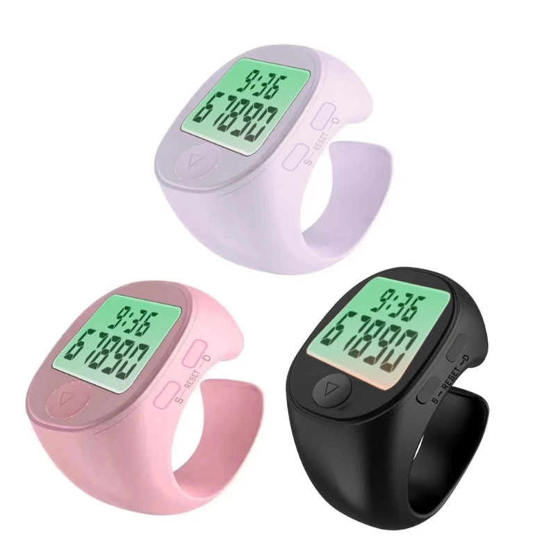 เครื่องนับจำนวนแหวนนิ้วมือแบบพกพาพร้อมจอแสดงผลนาฬิกาเวลาในตัว KXRE 5 หลัก