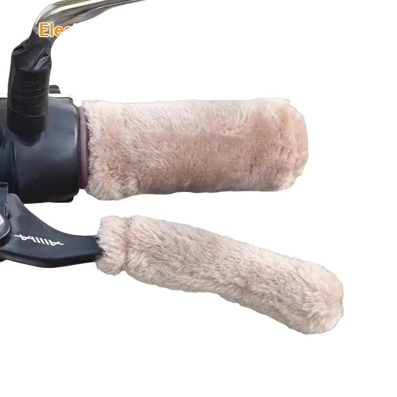 【CR】Cold Weather Motorcycle Handle Cover Warm Simulated Plush Grip Glove Universal for Motorbike E-scooter Outdoor Commuting