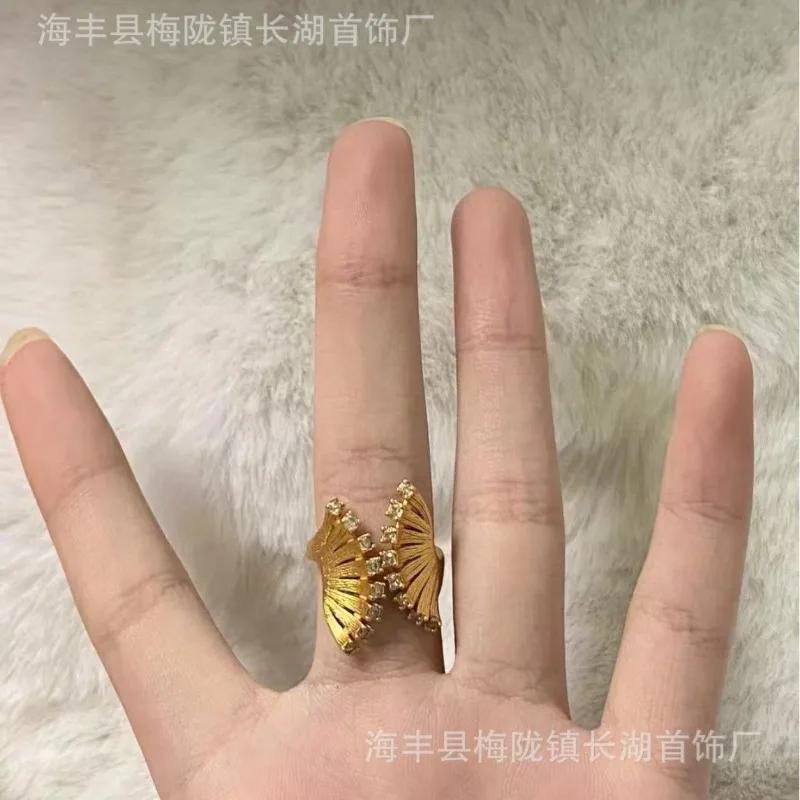 

Ginkgo Biloba Ring Women's 2024 New Popular Autumn Design Sense Index Finger Ring Light Luxury Niche Design Sense Ring