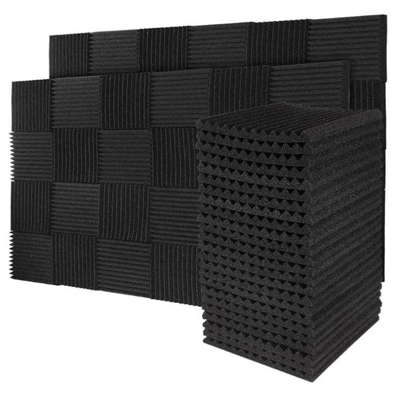 AA97 50Pcs Acoustic Soundproof Foam Sound Absorbing Panels Sound Insulation Panels Wedge for Studio Walls Ceiling,1X12X12Inch