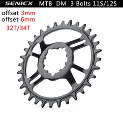 SENICX Offset 3mm/6mm 11S 12s Chainrings 32T/34T Steel offset 3mm boost, for Direct Mount Crank, compatible Eagle