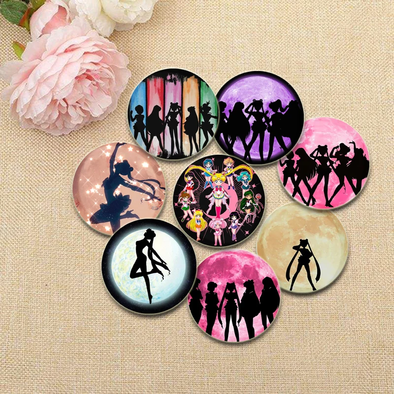 58mm Classic Anime Sailor Brooches Tsukino Usagi Chibiusa Ami Rei Makoto Cartoon Badge Jacket Jeans Lapel Pins Handmade Gifts