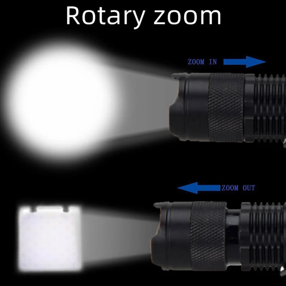 ไฟฉาย LED ขนาดเล็กที่สามารถซูมได้กันน้ำสีเขียว/แดง/ขาว/UV 365nm/395nm ปากกาขาหนีบไฟฉายแสงตรวจสอบ3โหมดโคมไฟ