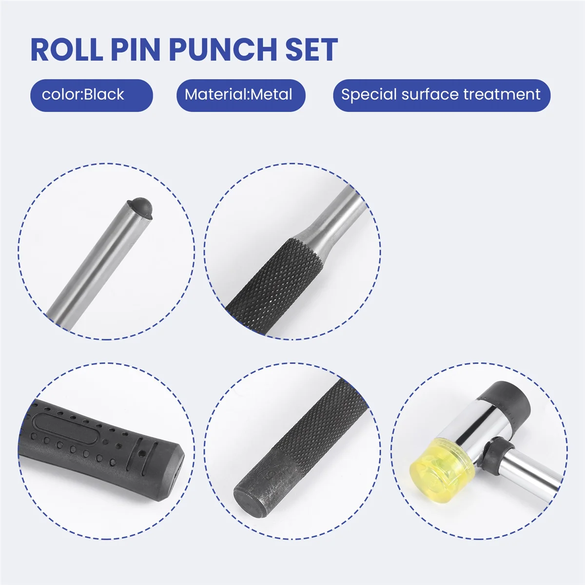Pin Punch Set com bolsa de armazenamento, Smithing Punch Removing Repair Tools, Punhos e martelo de bancada