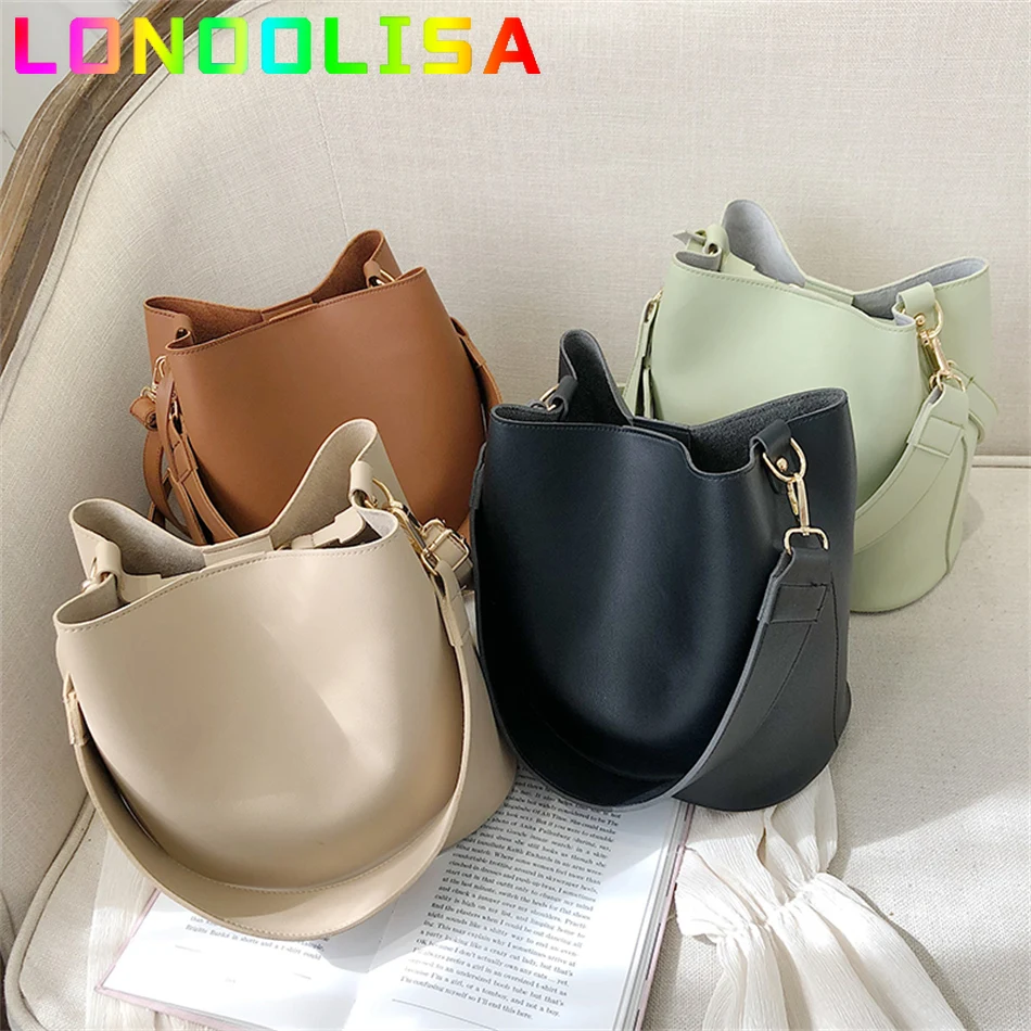 2piece/set Fashion Design Pu Leather Women\'s Handbag Purse Casual Lady Tote Female Large Capacity Bucket Shoulder Crossbody Bag