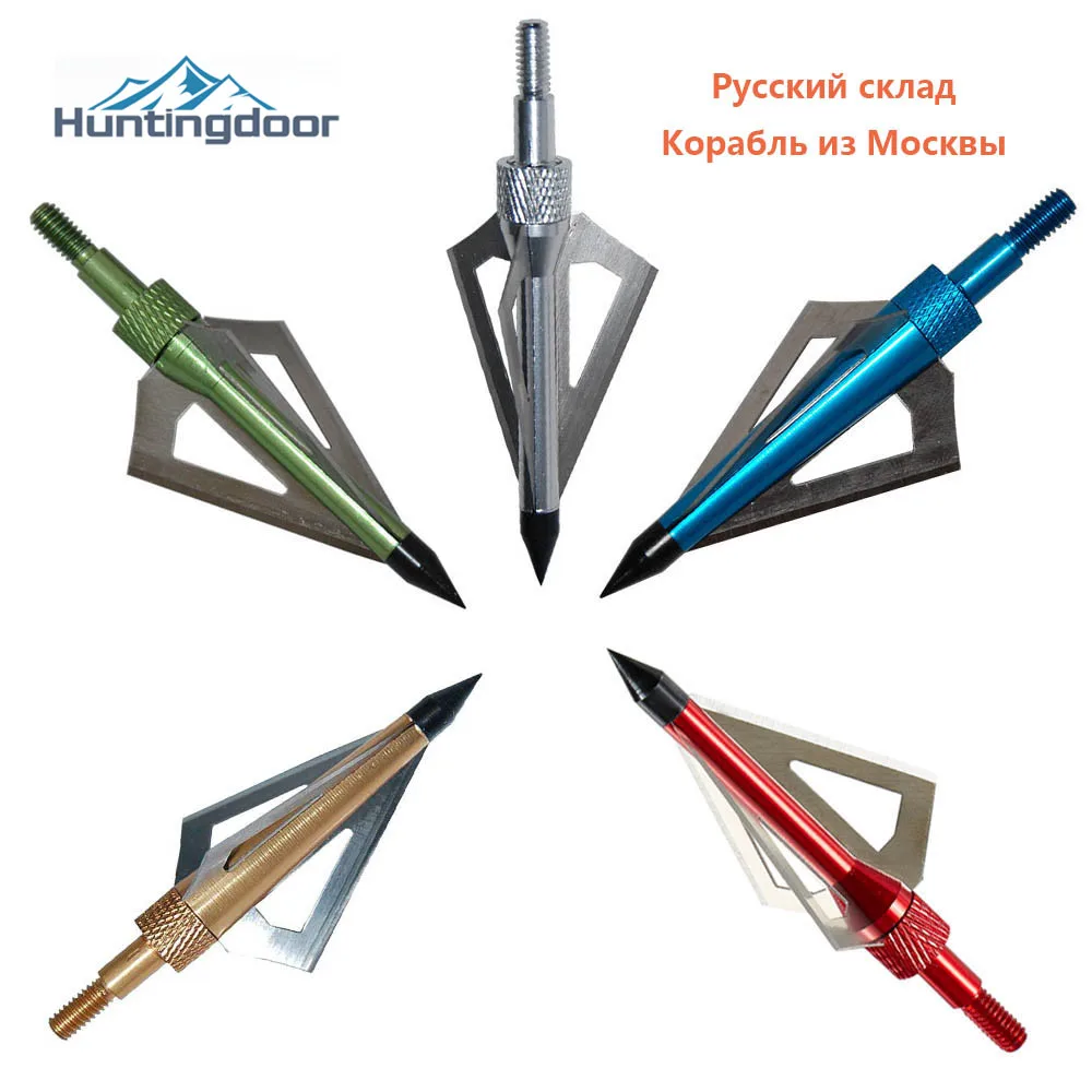 12 Buah Panah Berburu Kuat 3 Pisau Tajam Ujung Panah Pancing Tahan Karat BroadHeads Paduan Aluminium Baja untuk Busur Panah