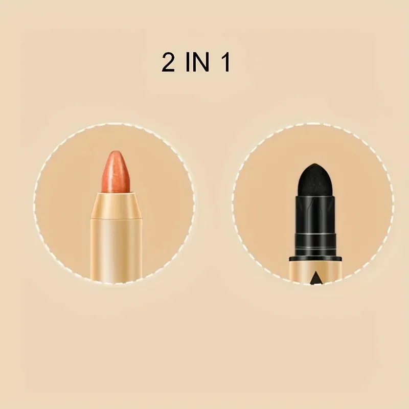 Lápiz de sombra de ojos nacarado 2 en 1, resistente al agua, brillo mate, maquillaje de sombra de ojos, párpado altamente pigmentado debajo de la pluma de sombra de ojos