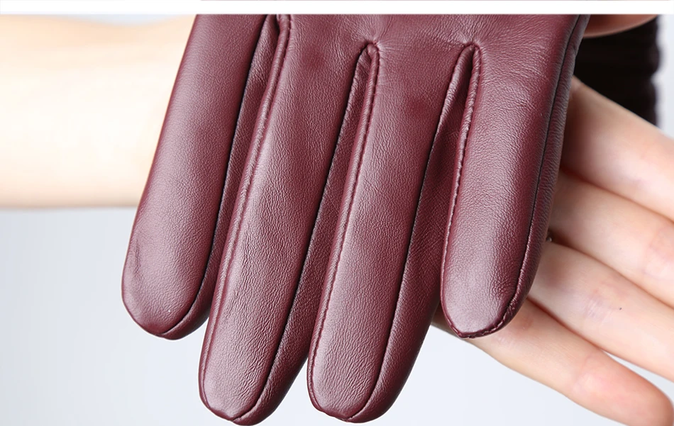 Simple Women's Gloves Winter Warm Plus Velvet Short Thin Touch Screen Gloves Driving Color Women's Leather Gloves High Quality