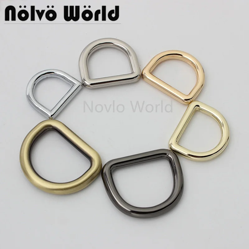 

10-50 pieces 5 colors 4.0 5.0mm wire 16 19 20 24 25 26mm round edge die-casting d ring for chain purse closed d buckles hardware