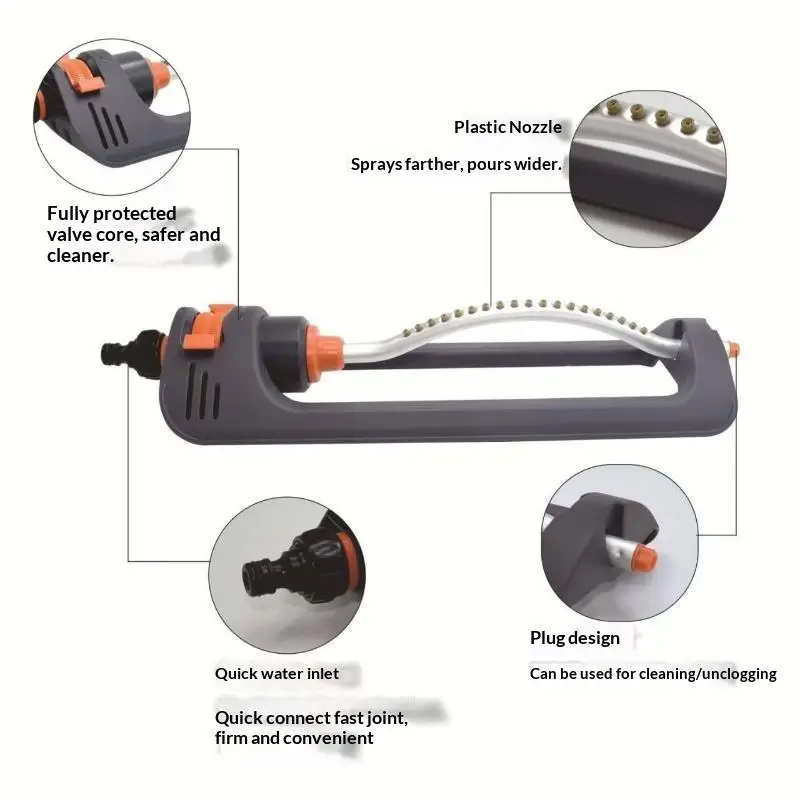 【HG】Automatic Lawn Swing Sprinkler 19 Nozzle Garden Sprayer Watering Agriculture Watering Garden Irrigation Sprinkler