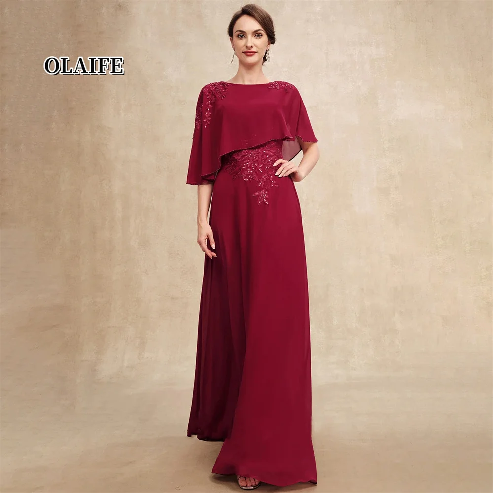 

Elegant Half Sleeves Mother Dresses For Weddings Sheath Formal Gown Beading Zipper Back 2024 Vestidos De Ocasión Formales