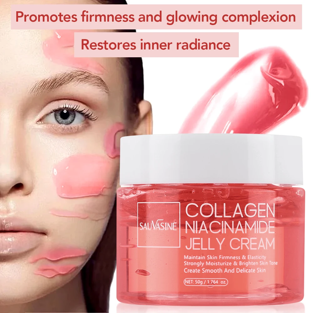 

Collagen Jelly Cream For Face Shrinks Pores Repair Skin Barrier Moisturizing Brightening Jelly Essence Niacinamide Facial Cream