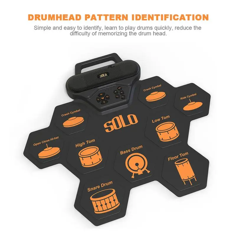 Portable Electronic Drum Kit Drum Practice Pad Electric Drum Drum Pad Machine With 2 Pedals And 2 Drum Sticks Holiday Birthday