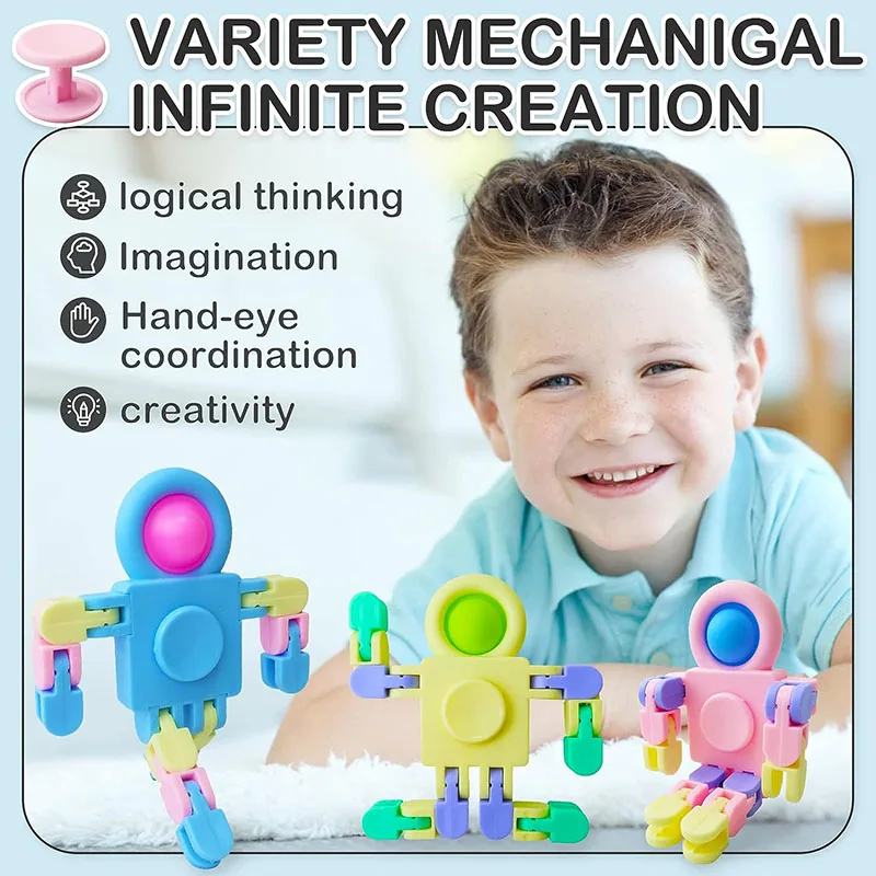 Transformable Chain Astronaut Robot Finger Gyroscope Fidget Spinner Sensory Fingertip Toy For Kids Adults Stress Relief Autism