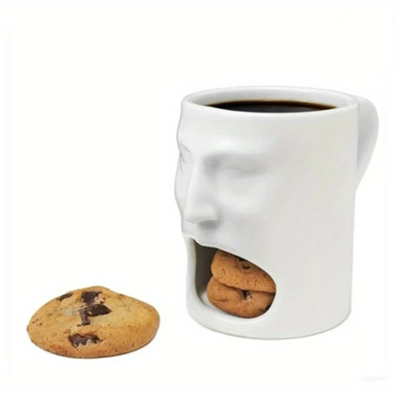 Whimsical Face-Shaped Ceramic Coffee Mug - Perfect For Cake, Cookies & Cheers