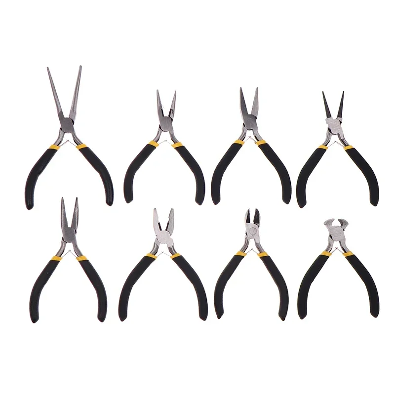 Lightweight Mini Pliers, Convenient Portable Carbon Steel Forged Jewelry Pliers, Hand Tools with Round, Flat and Long Nose