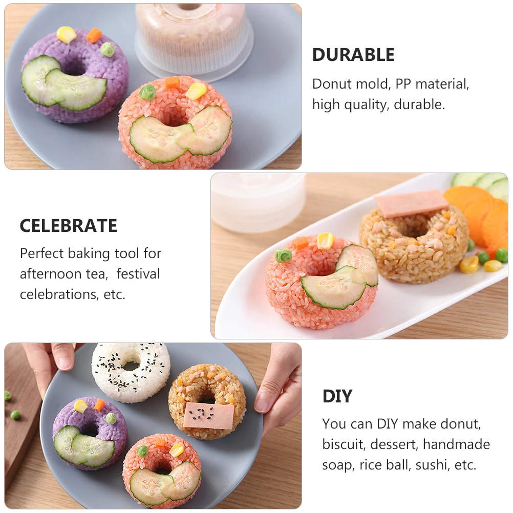 

2Pcs Rice Ball Mold Donut Shape Maker PP Material Bento Kitchen Tools Sushi Accessories Plastic DIY Dessert Tool