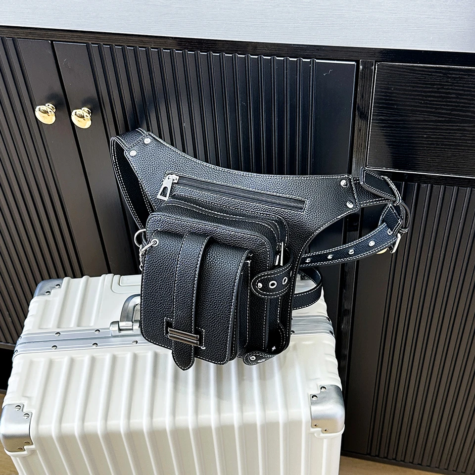 حقيبة خصر من البولي يوريثان عصرية للجنسين - لون صلب، جيوب متعددة، حزام قابل للتعديل للنزهات والتنقل والخطوات