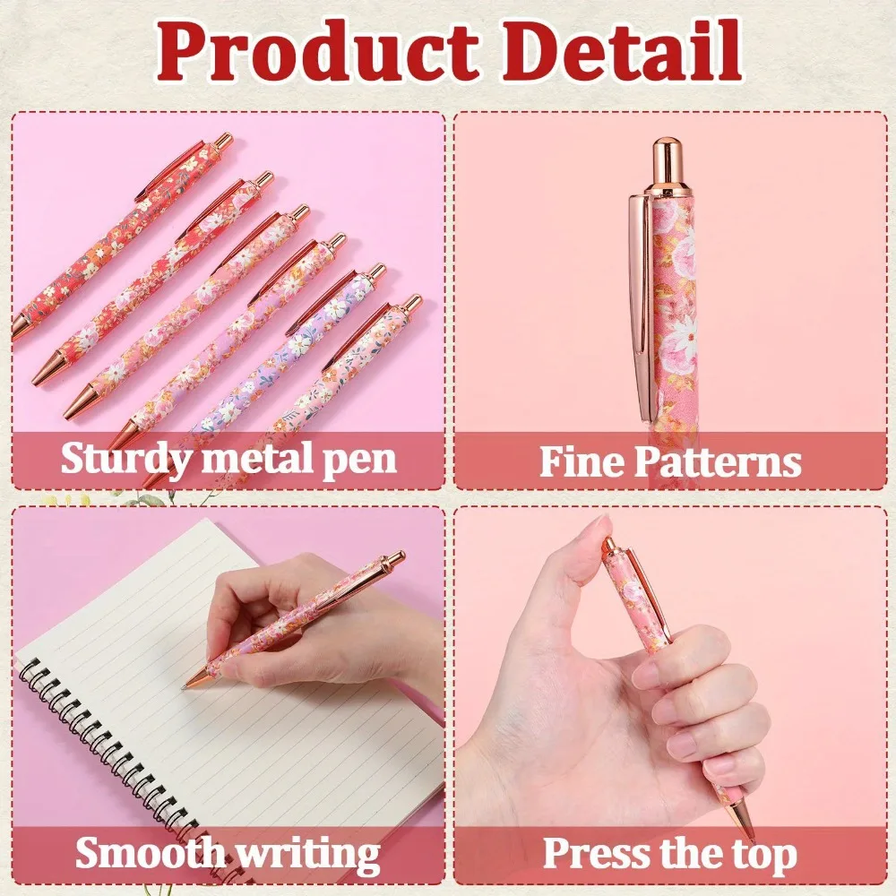 الأزهار الفن أقلام حبر جاف 1.0 مللي متر المألوف قابل للسحب الكرة القلم الأسود شخصية القلم مناسبة للمعلمين الطلاب الهدايا