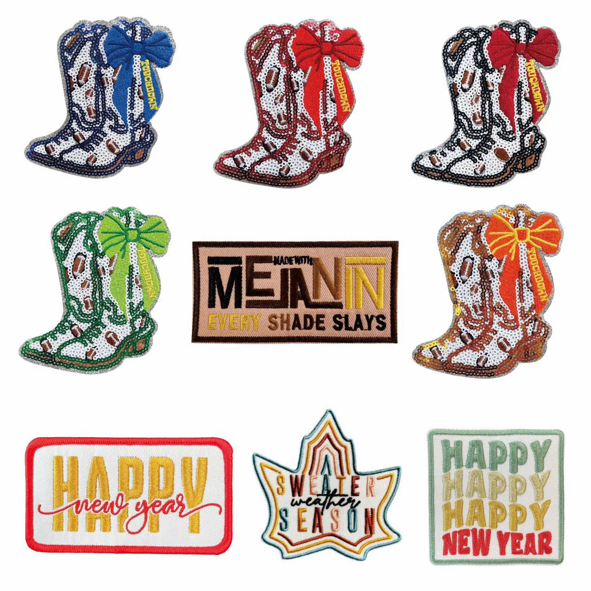 Cowboy Shoe Embroidery Iron-On Patches High Adhesive Heat Transfer DIY Denim Repair Decoration