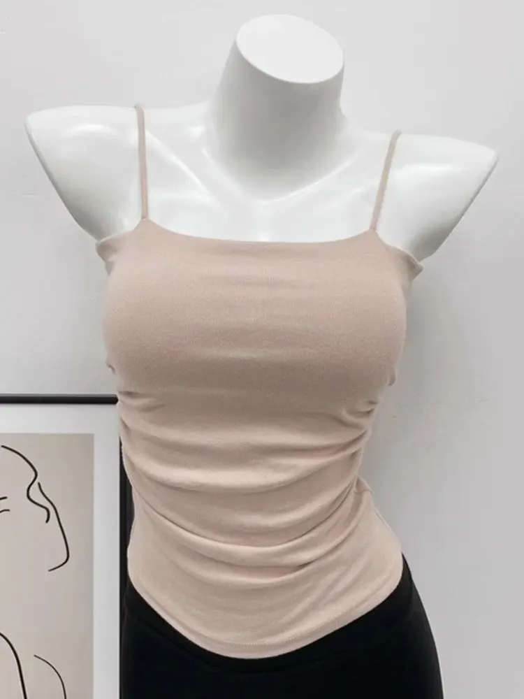 White Strapless Vest Women Summer Inner Wear with Chest Pad Beautiful Back Bra Integrated American Style Hanging Neck Top