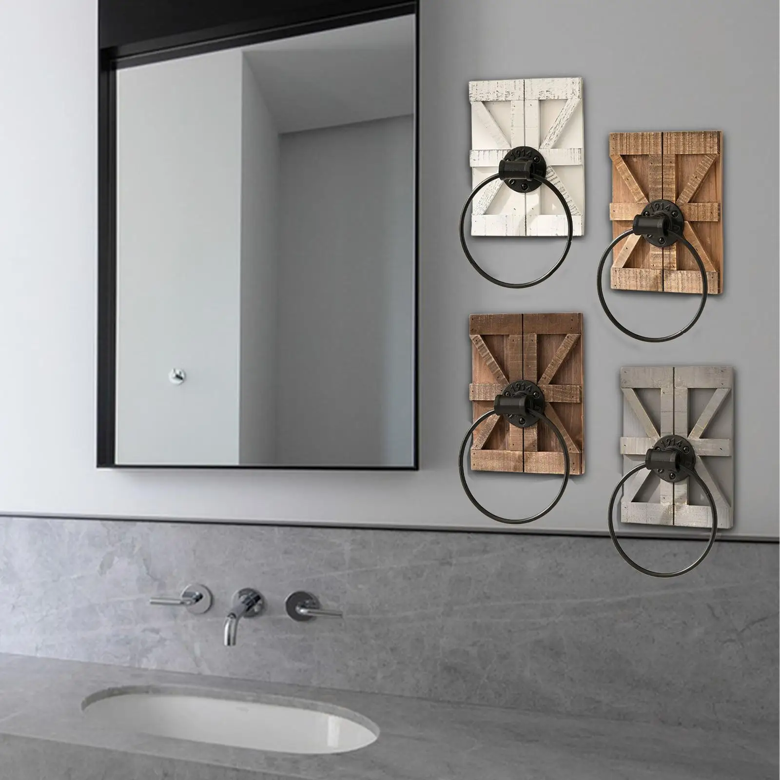 

Декоративное деревянное кольцо для полотенец в деревенском стиле, металлическая настенная вешалка для полотенец для дома, ванной комнаты, кухни, прихожей