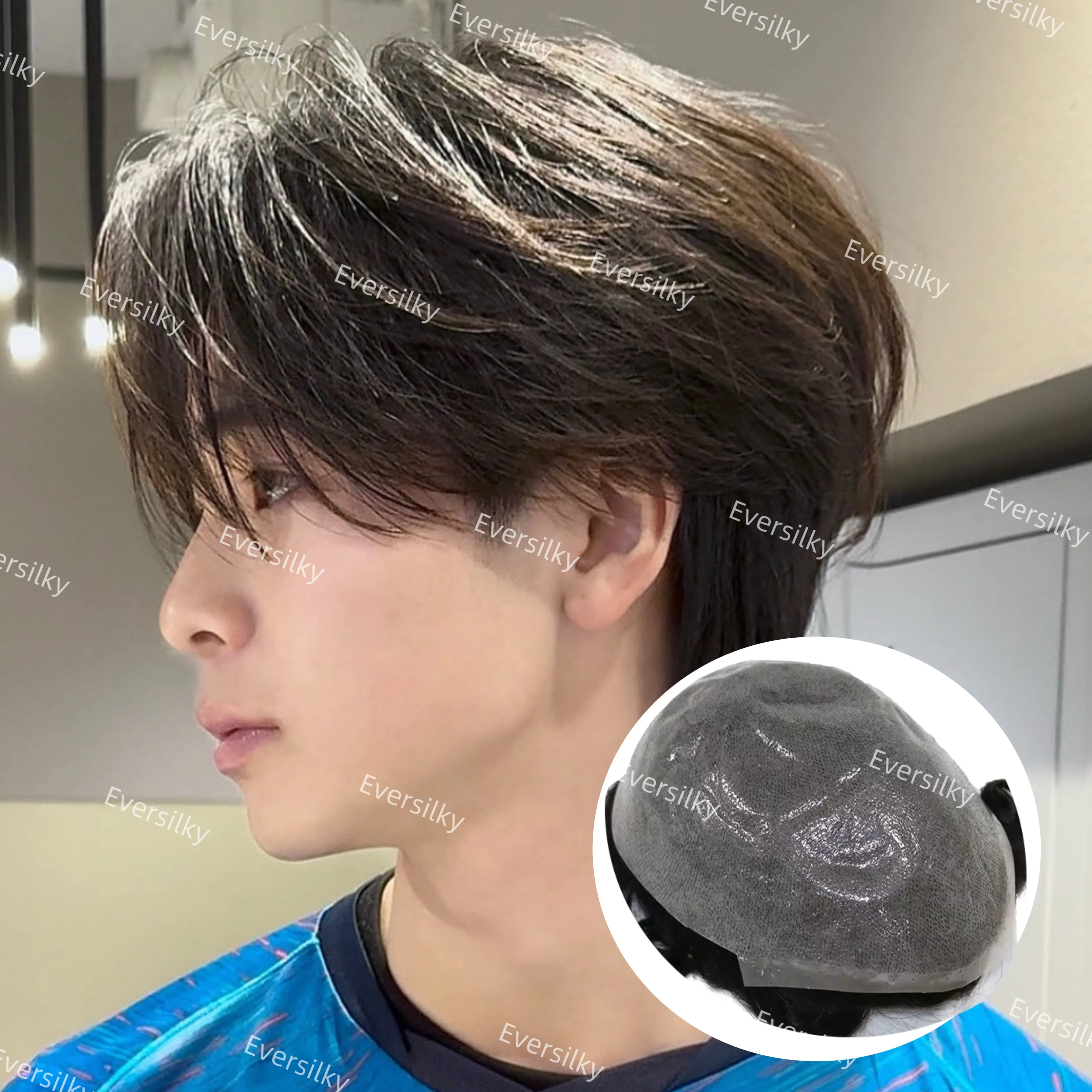 

0.04-0.05mm super Thickness Skin Hair Wig 100%Indian Human Hair #1#1b#2 black brown men Capillary Prosthesis invisible hairline