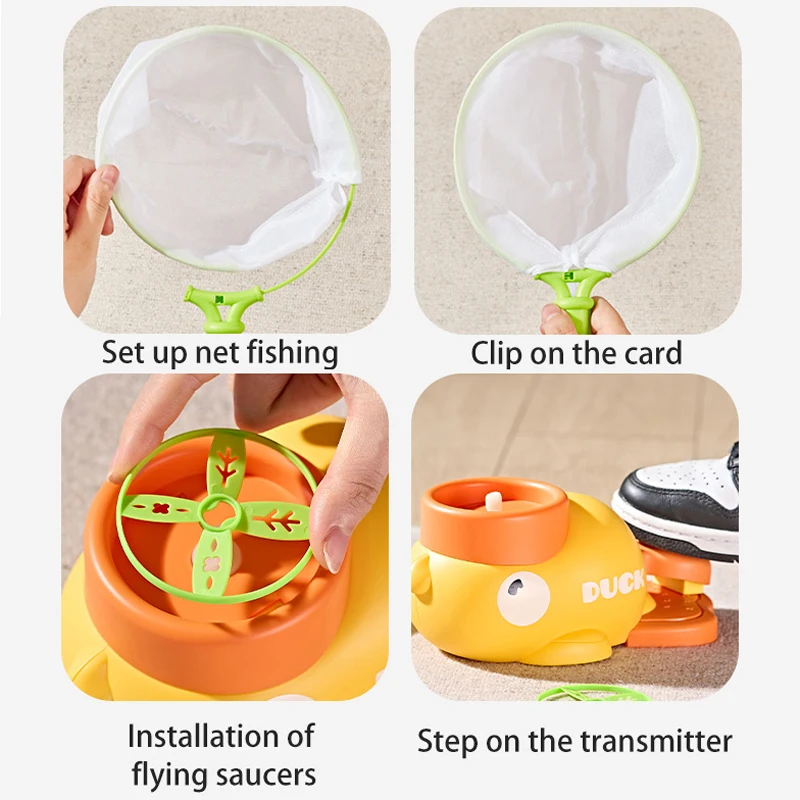 Lanceur soucoupe à Air jeux de fusée sport enfant disque volant Air rebond Pokes hélice canard éléphant pour enfants jouets de plein Air