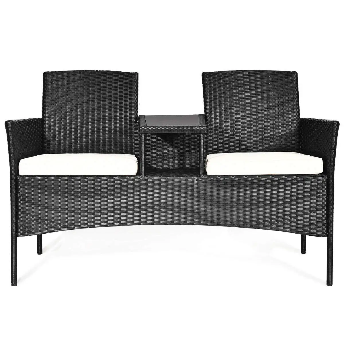 Rattan Wicker Patio Furniture Set With Table & Removable Cushions For Garden Lawn Porch Outdoor Loveseat, Customized