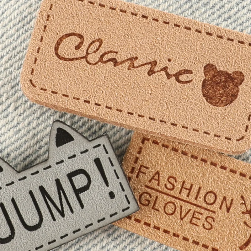 5Pcs Printed Cloth Label Trademark Clothing Accessories DIY Patch Shoes Hat Bags Accessories English Letter Leather Label Cloth