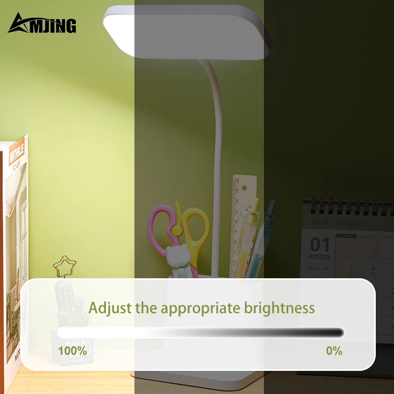Table Lamp USB Plug Chargeable LED Desk Lamp Dormitory Bedroom Bedside Reading Night Light Eye Protection Lamp With Pen Holder