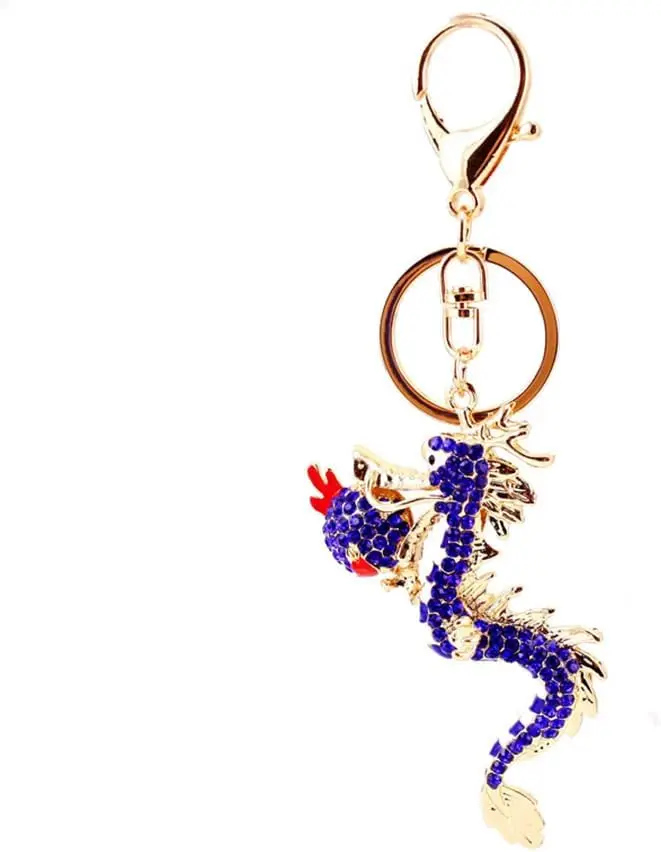 

One Pack Dragon Beads Chinese Style Rhinestone Car Keychain Ring Chain Gift Pack Buckle Charms for Friends Colleagclassmates