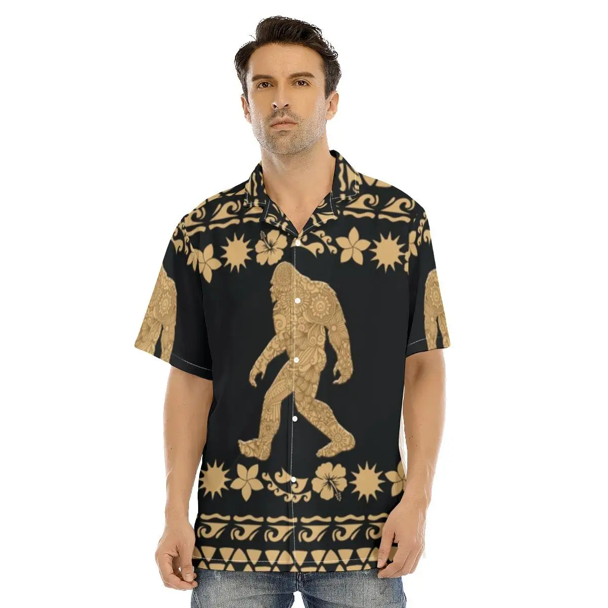 

Men's Hawaiian Shirt Cool Retro Ape Man Print Vacation Style Vintage Short Sleeve Summer Casual Button Up Tops 3D Shirts