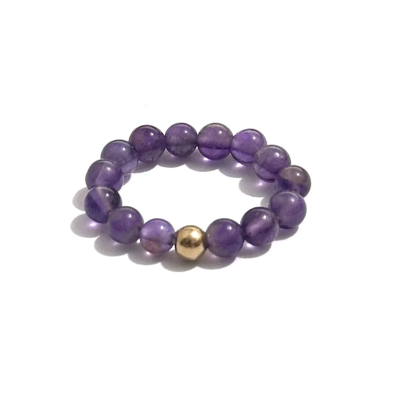 10pcs 4mm Natural Stone Rings for Women Men Handmade Amethyst Agate Jade Bohemian Jewelry Elastic Wedding Party Ring Wholesale