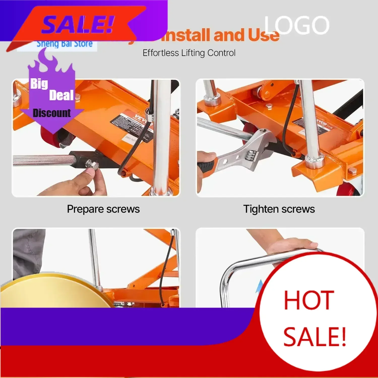 BestsellerBestsellerHigh QualityHydraulic Lift Table Cart,330lbs Load Capacity 50Inch Lifting Height,Manual Single Scissor Lift
