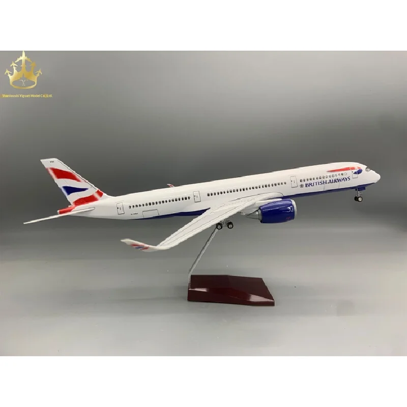 

Модель самолета British Airways Airbus A350 со светодиодной подсветкой и колесами, статическая имитация, настольное украшение для любителей авиации