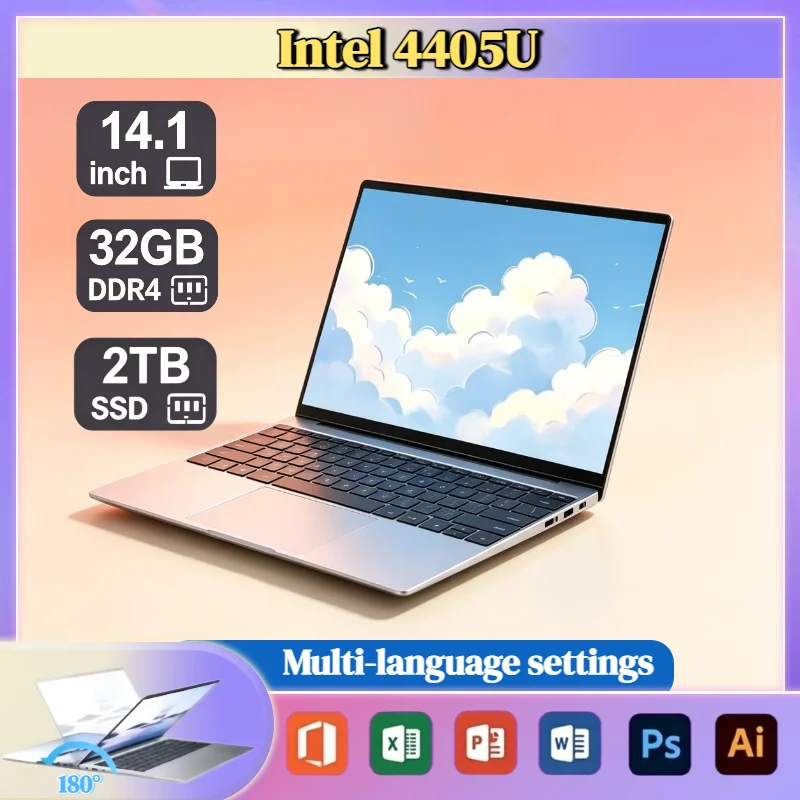 

Ultra Slim 14.1 Inch Laptop Intel Pentium 4405U 2.1GHz 2C4T 16GB DDR4 2TB SSD 1920x1080 Gaming Office Study Pro Ultra