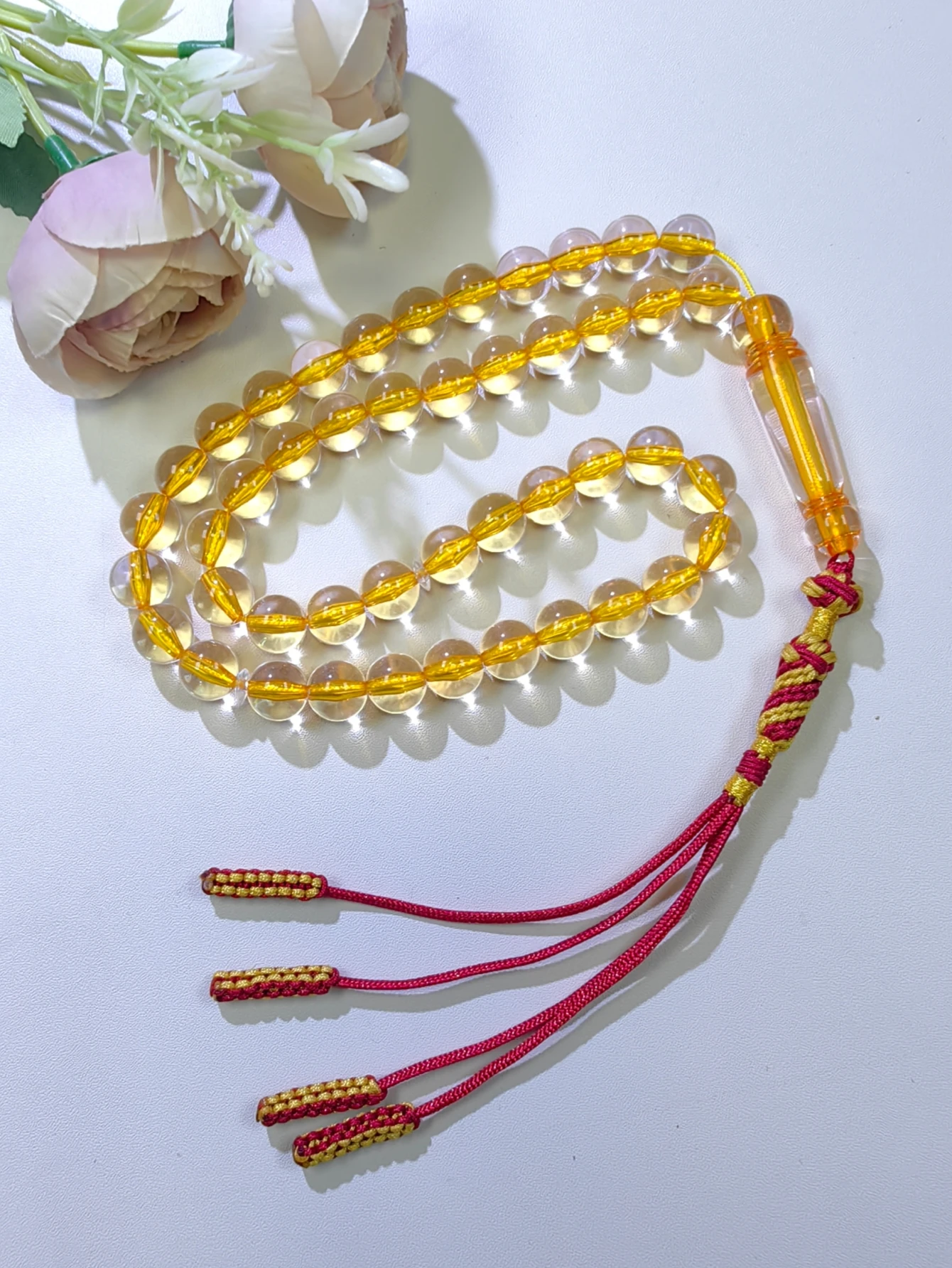 1pc Orange Purple Blue 3 Colors Optional 45 Beads 10mm Handmade Tassel Tasbih, Arabian Style Unisex Resin Prayer Beads, High Qua view 5