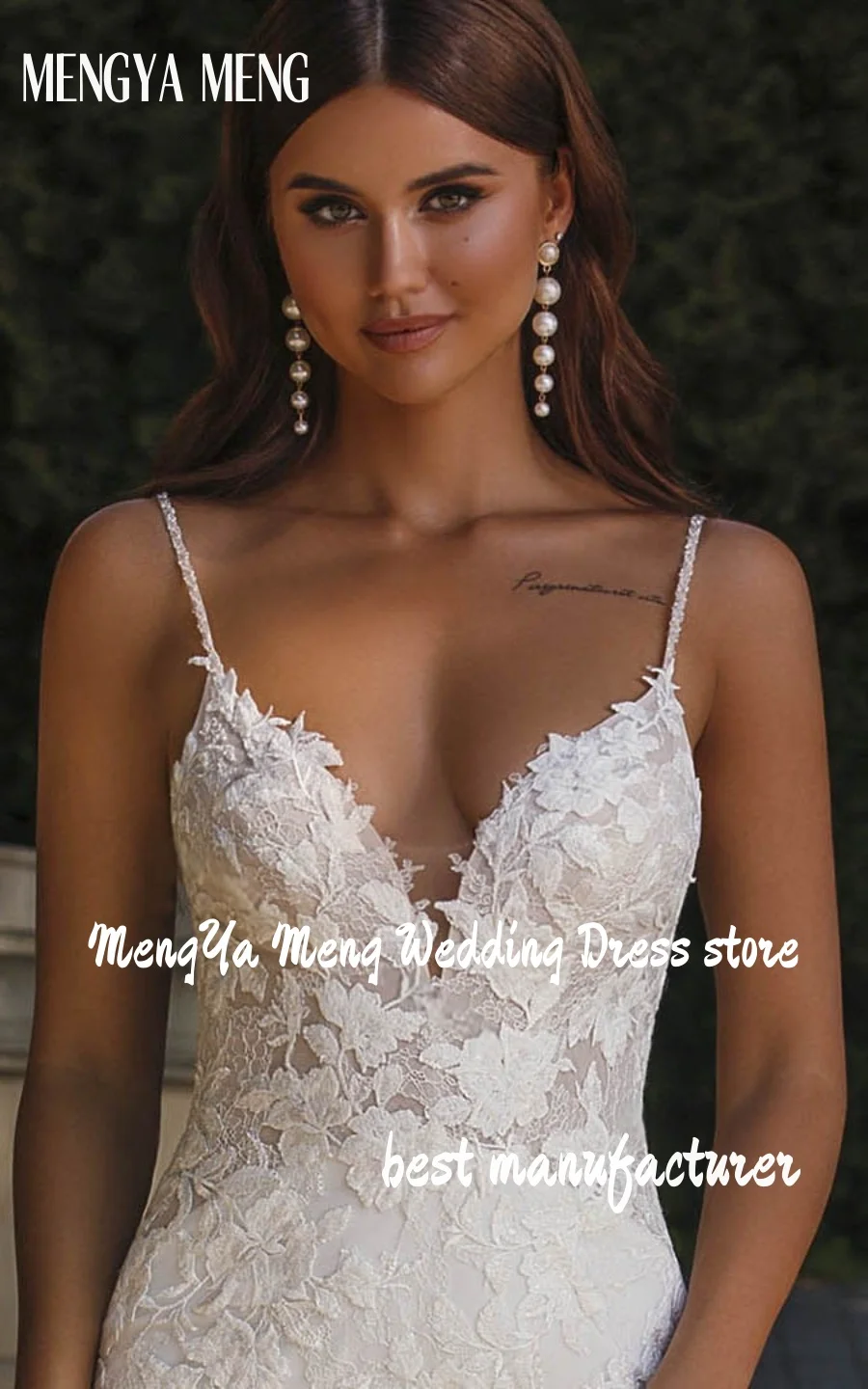 Sexy V Neck Mermaid Bohemian Wedding Dress Spaghetti Strap Lace Appliques  Sleeveless Boho Floor Length Bridal Gowns Customized