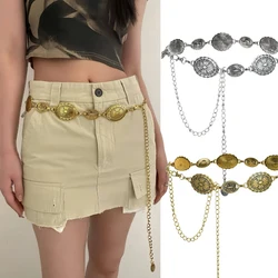 Metal Bohemia Waist Chain Women Vintage Hollowed-out Carved Silver Gold Crop Tops Decoration Waist Belt Dress Jewelry Accessory